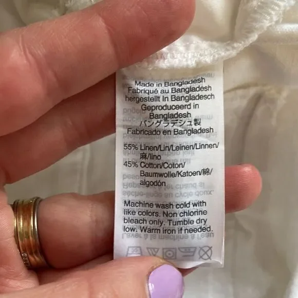 J. Crew White Partial Linen Scalloped Edge Hem Shorts Size 8 - Picture 8 of 8